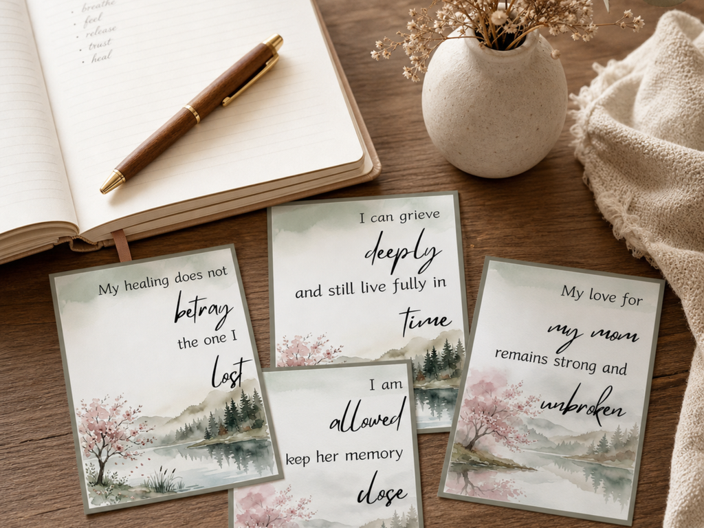 Grief Affirmation Card Deck | 30 Cards for Healing After Loss of Mom
