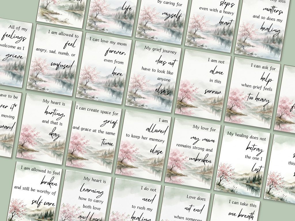 Grief Affirmation Card Deck | 30 Cards for Healing After Loss of Mom