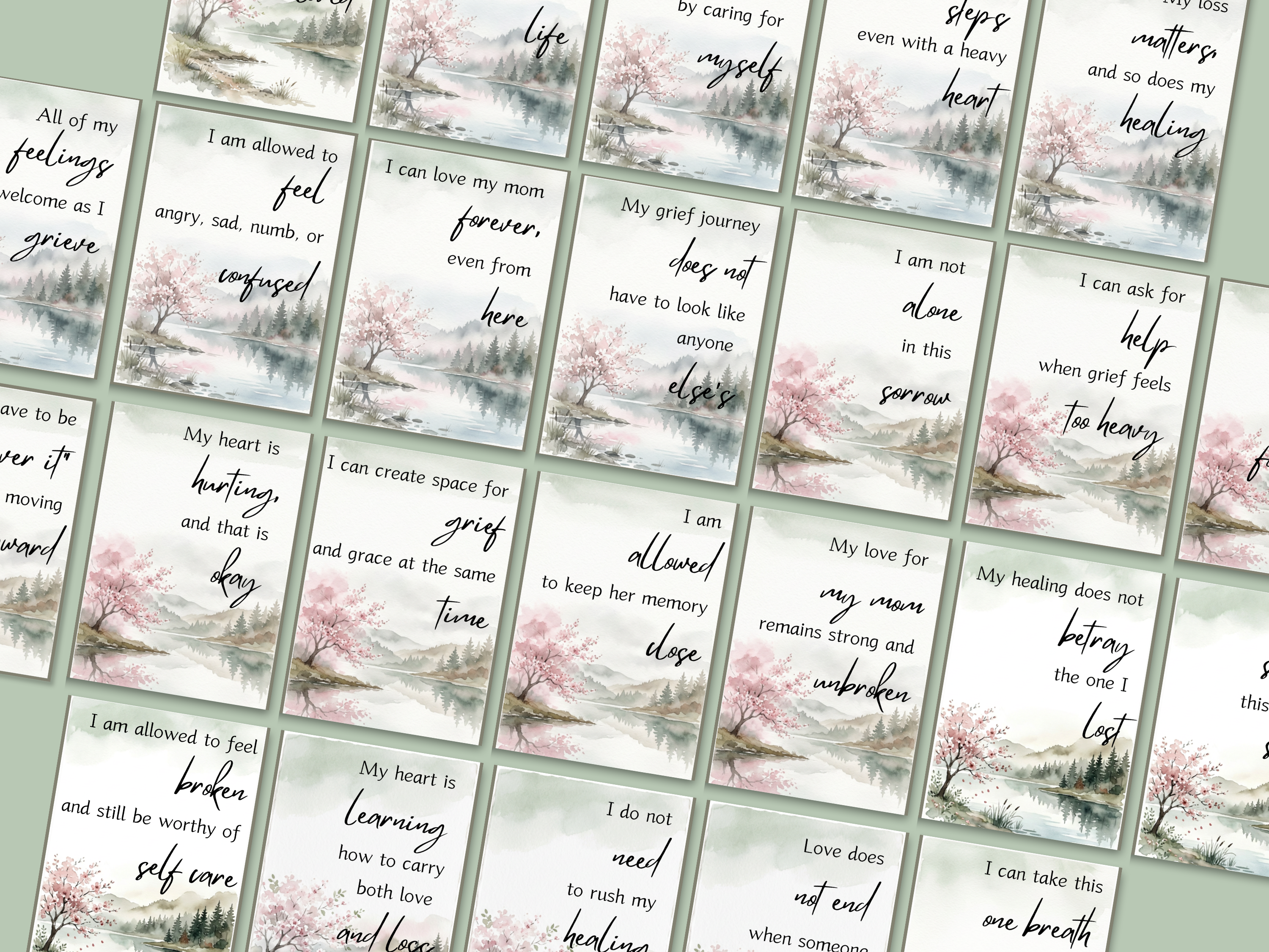Grief Affirmation Card Deck | 30 Cards for Healing After Loss of Mom