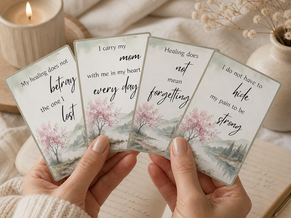 Grief Affirmation Card Deck | 30 Cards for Healing After Loss of Mom