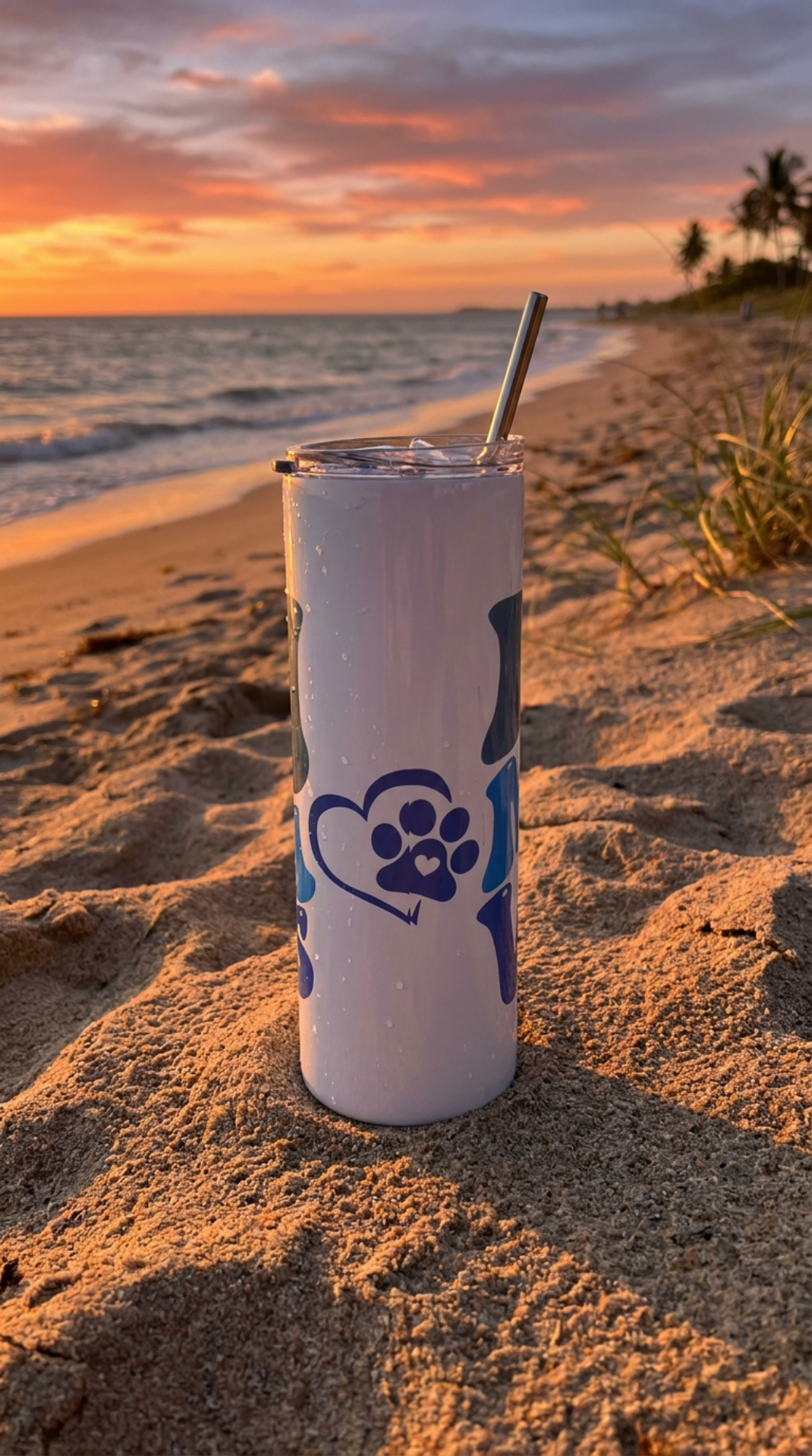 Pom Mama Vibes Stainless Steel Tumbler 20oz | Pomeranian Dog Mom Gift | Retro Dog Lover Tumbler with Lid & Straw | 360° Wrap Design