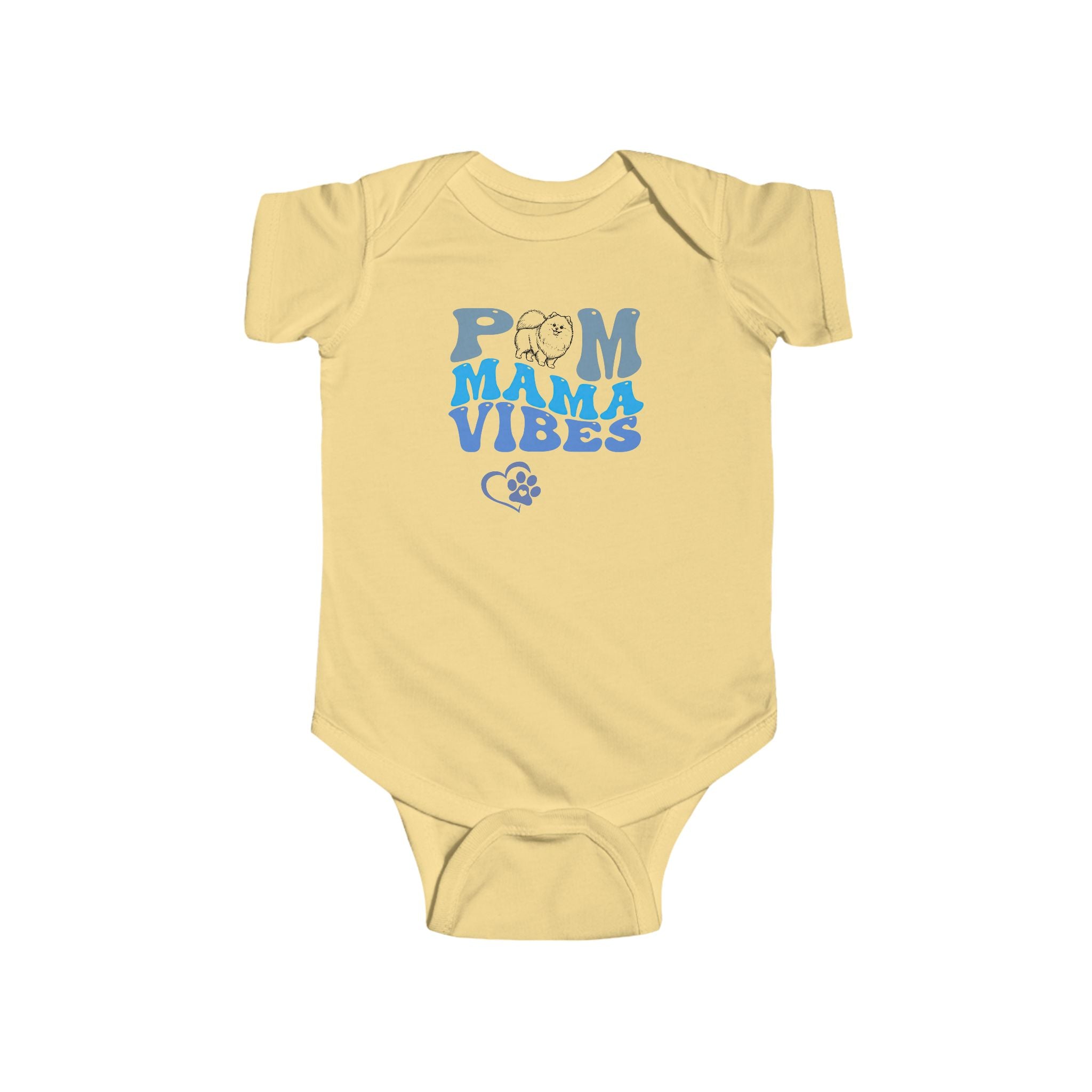 Pom Mama Vibes Baby Bodysuit | Pomeranian Baby Gift | Dog Mom Baby Shower Gift | Infant Onesie NB–24M | 4 Colors