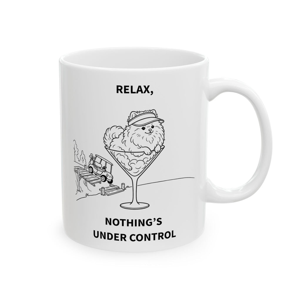 Funny Pomeranian Golf Mug | Relax Nothing's Under Control | Golf Dog Mom Gift | Ceramic 11oz & 15oz