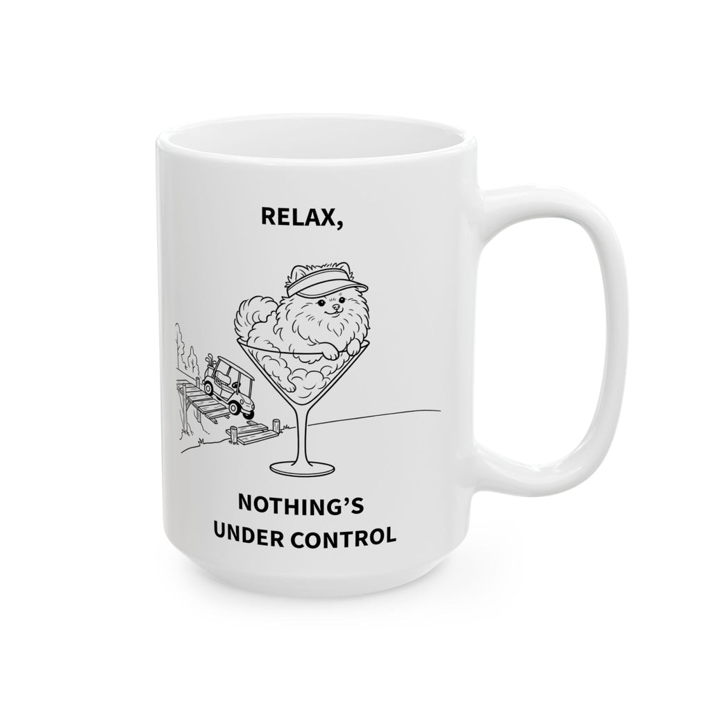 Funny Pomeranian Golf Mug | Relax Nothing's Under Control | Golf Dog Mom Gift | Ceramic 11oz & 15oz