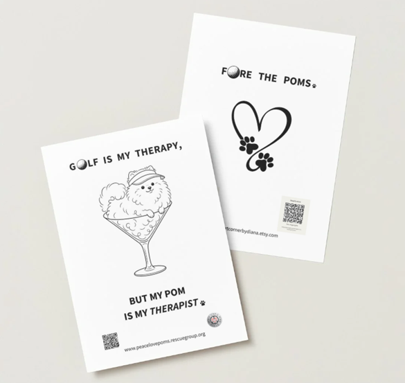 Fore the Poms Greeting Card Set | Pomeranian Rescue Fundraiser Gift