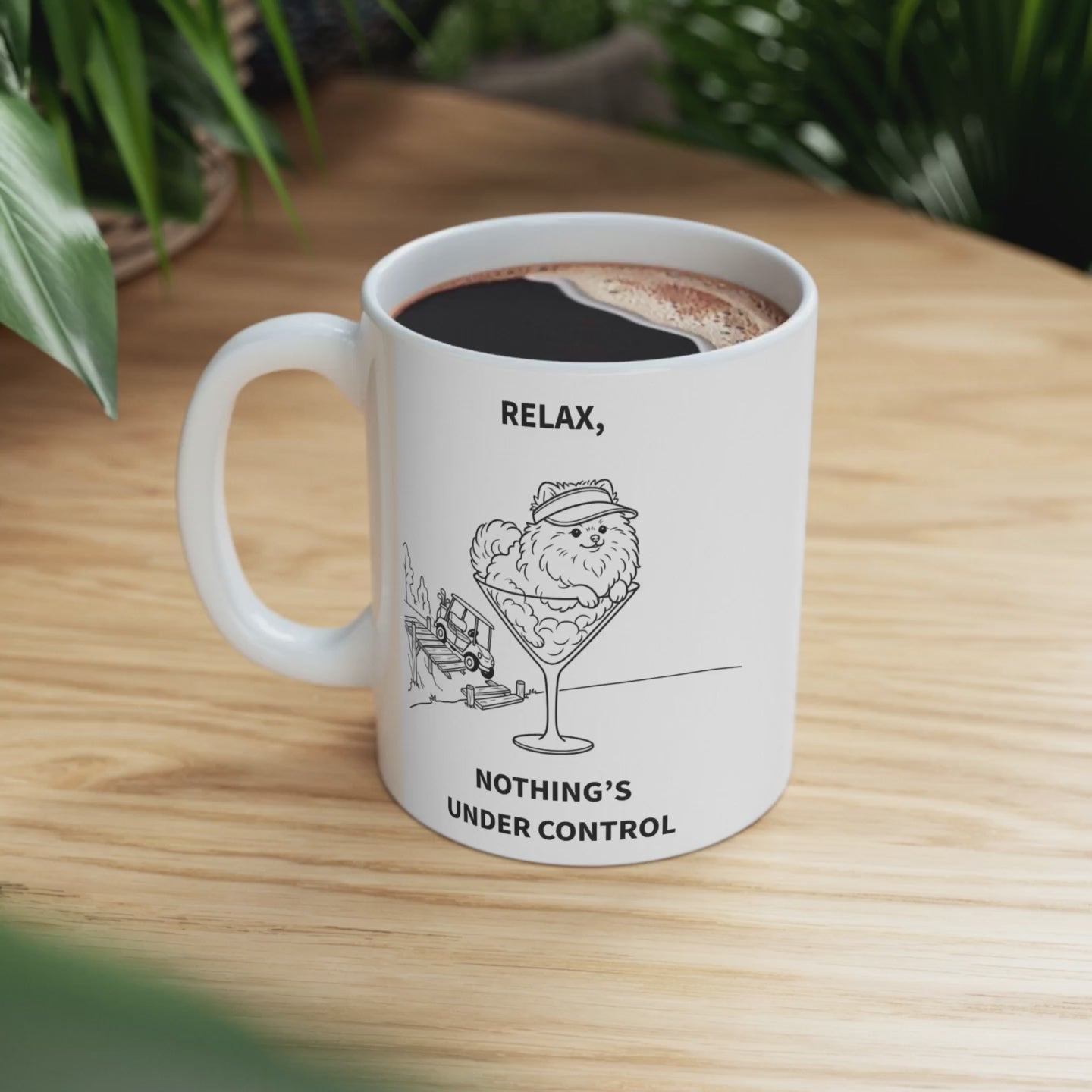 Funny Pomeranian Golf Mug | Relax Nothing's Under Control | Golf Dog Mom Gift | Ceramic 11oz & 15oz