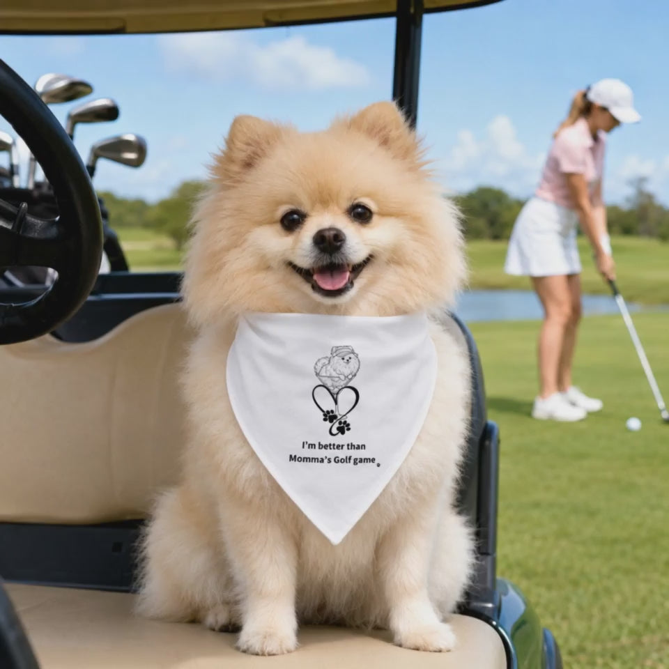 Pomeranian Dog Bandana Golf Themed | Pom Golfing Vibe Pet Bandana | Fore the Poms Rescue Fundraiser