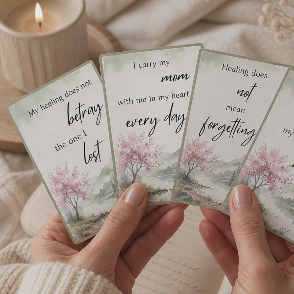 Grief Affirmation Card Deck | 30 Cards for Healing After Loss of Mom